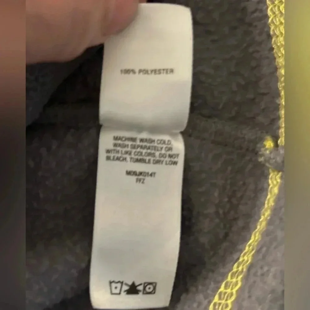 Cabela's Fleece Men's Full Zip Pockets Gray with Yellow Stitching Size 3ХLT